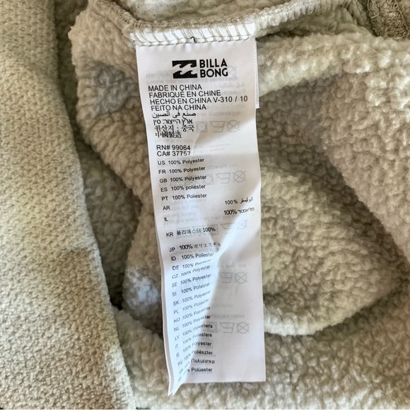 Billabong A/Div Oatmeal Boundary Mock Neck Fleece Pullover Half Zip Jacket - Picture 9 of 11